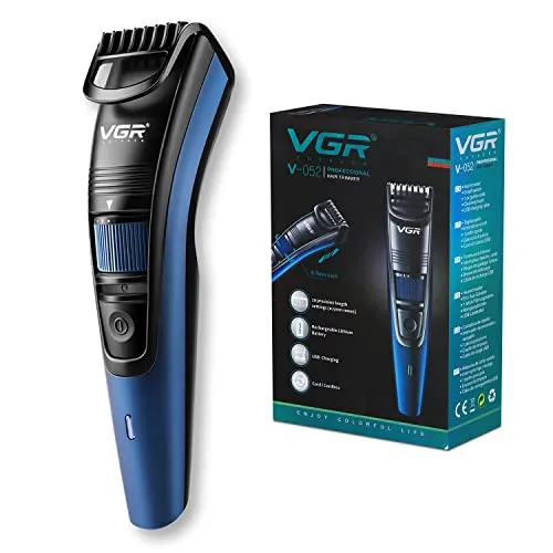 VGR V-052 Beard Trimmer for Men| 12 Weeks of Trimming, 120 Min Runtime| USB Charging, Cordless Use| 20 Length Settings| Self Sharpening Stainless Steel Blades| Full Body Trimmer| 2-Year Warranty