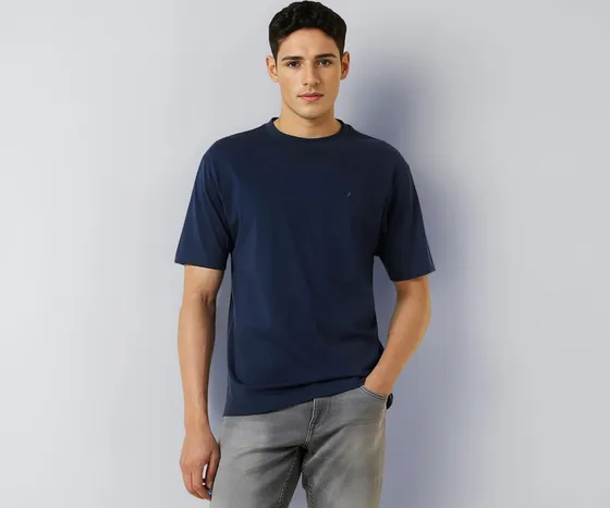 Allen Solly Men's Cotton T-Shirt | Drop Shoulder | Back Print | Regular Fit | Casual Streetwear Style