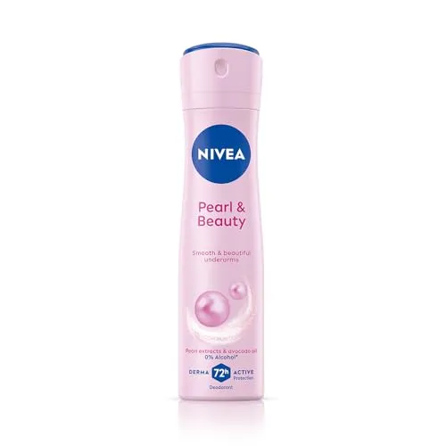 NIVEA Pearl & Beauty Deodorant Spray for Women, 72H Odour & Sweat Protection Underarm Deo, Smooth & Even Underarms, All Day Freshness, Body Odour Protection, Daily Use Body Spray & Deodorant, 150 ml