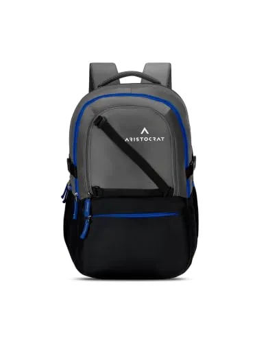 Aristocrat Hype 33L Laptop Backpack (Upto 17"), 2 Compartments, Grey