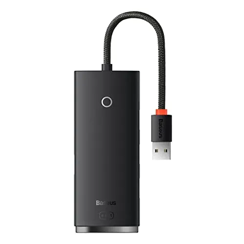 Baseus Lite Series USB Hub, 4-Port USB 3.0, 5Gbps Data Transfer, 25cm Cable, Black