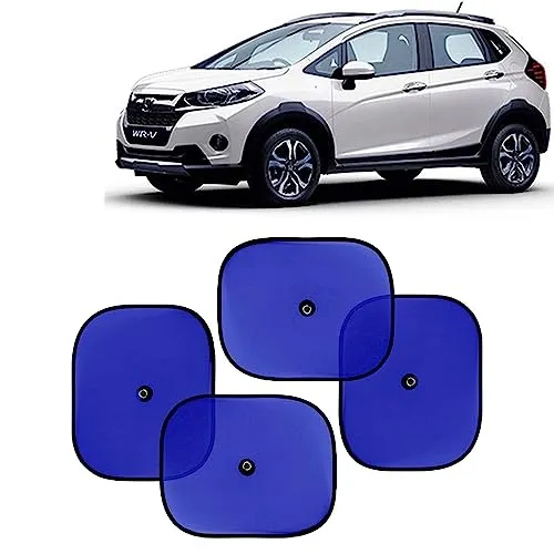 KINGSWAY Car Window Curtain Sticky Sun Shades Compatible with Honda WRV, (Year 2017-2019), Universal Fit Sunshades for Side Window, Rear Window, Blue Color, 4 Pieces