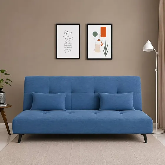 Centuary Sleepables Easy Flip Sofa-Cum-Bed 6x4 ft | 3-in-1 Convertible Lightweight Sofa, Recliner, Bed with 2 Cushions | for Home, Office, Living Room | 3-Year Warranty | Blue Dusk