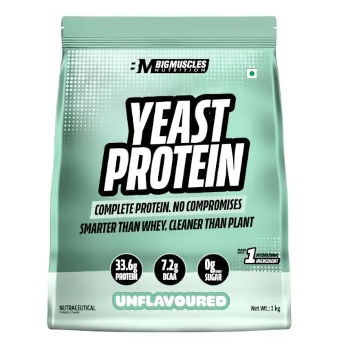 Bigmuscles Nutrition Clean Yeast Protein Isolate (1kg, Unflavoured) | 33g Protein, 7g BCAA | Superior Absorption, Gut Friendly | PDCAAS -1 | Fermentation-Derived