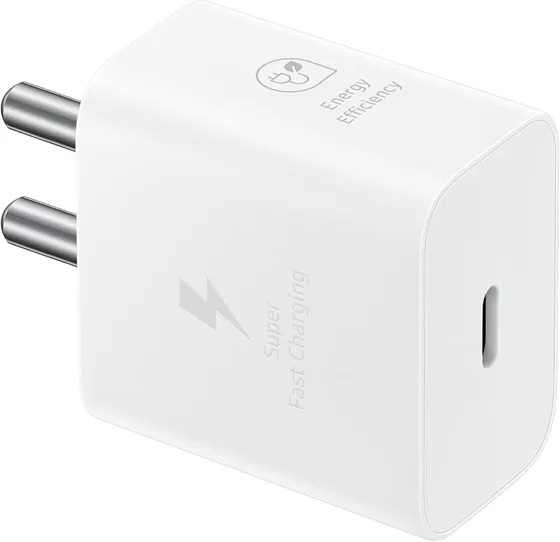 Samsung Original 25W USB Type-C Travel Adaptor Without Cable for Google Pixel, Xiaomi, Motorola, iPhone, Samsung Galaxy Tab S/A Series, Galaxy S10/M54/M55/A80/A90/S25/S24, White