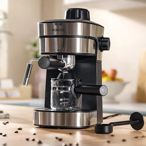 Borosil Brew Mate Drip Coffee Machine with Borosilicate Glass Carafe | Coffeemaker | 6 Cups Capacity | Anti-Drip Function, Auto Shutoff, Keep Warm Plate | 2 Years Warranty | Black