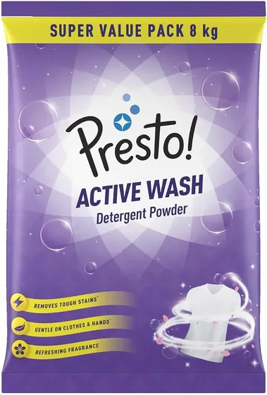 Lowest : Presto! Active Wash Detergent Powder, 8 Kg