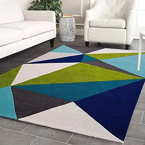 Zora Carpet Modern Super Soft Carpet Geometric Handmade Woolen Carpet for Living Room Bedroom and Hall Rugs (Color Multi A Size 3 X 5 Feet)