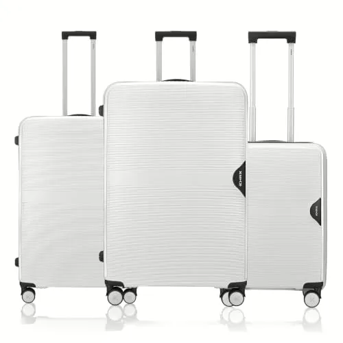 HRX Parabola 3-Piece Luggage Set Intergallcatic Grey Polypropylene Hard Shell Suitcase Set - Premium Travel Trolley Bags with 8 Spinner Wheels, Number Lock & Water Resistant Body