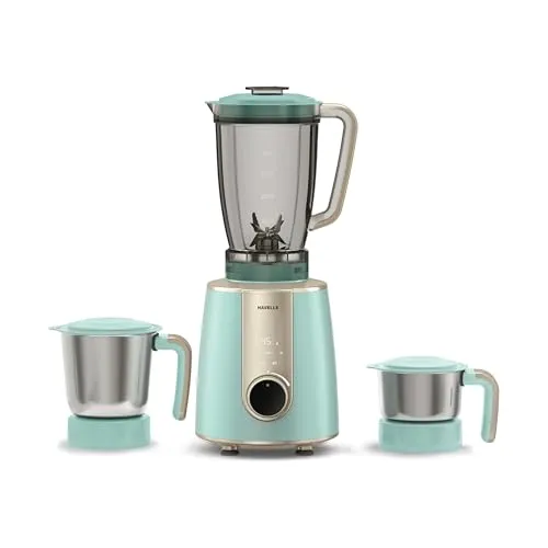 Havells CRAFT Mixer Grinder | One Touch Grinding | Unique Touch Control | Powerful BLDC Motor with 10 Year Warranty | 50% Quieter Performance| Precision Control Over Grinding Texture(Blue & Gold)