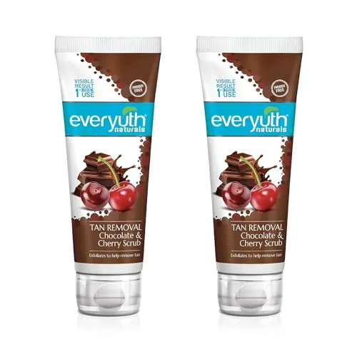 Everyuth Naturals Tan Removal Chocolate & Cherry Face Scrub | Detan & Cleanse|Antioxidant Chocolate & Vitamin C Cherry|Oily, Dry, Normal, Combination & Sensitive Skin - 100g (Pack of 2) Tube