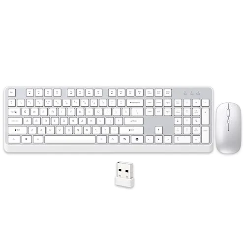 Ant MASTER40 2.4GHz Wireless Keyboard and Mouse Combo - Full Size 104-Key Quiet Keyboard with ChatGPT AI Key & Adjustable 1600 DPI Ergonomic Mouse for PC, Laptop, Mac, Windows, Off