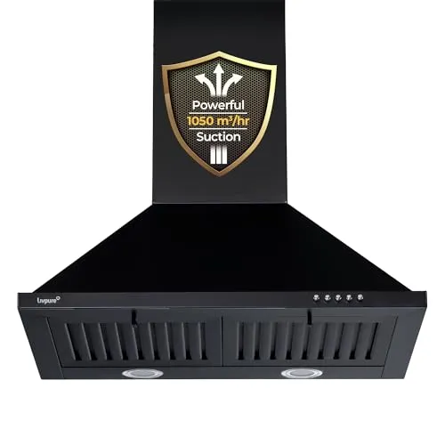 Livpure Alder Neo 60 cm | Pyramid | 1050 m³/hr Suction | Baffle Filter | Push Button Control | Low Noise | 5 Year Motor +1 Year Comprehensive Warranty | Black