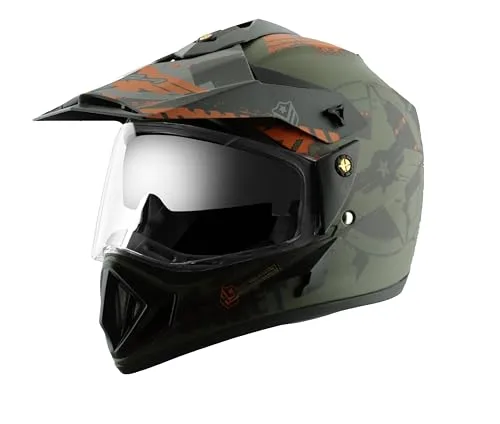 Vega Off Road D/V Secret Dull Green Black Helmet-L