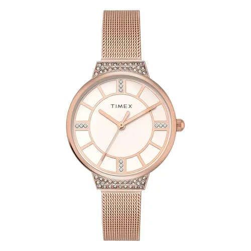 TIMEX Rose Gold Round Dial Analog Women's Watch - TWEL22402