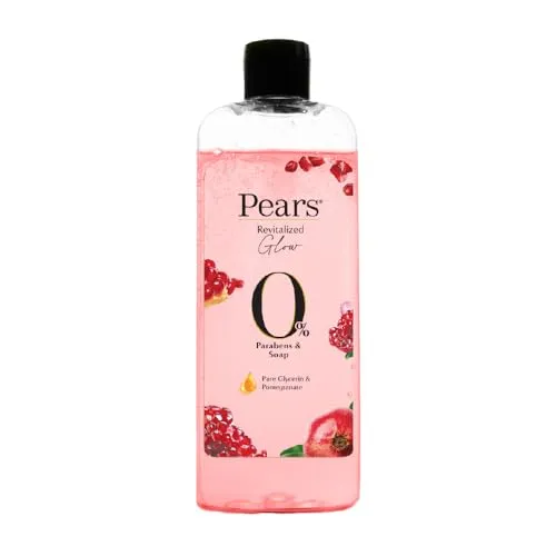 Pears 98% Pure Glycerin Revitalized Glow Body Wash with Pomegranate and 0% Parabens & Soap for a Revitalized Glow, 250ml