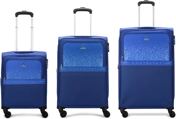 Aristocrat Drift Set of 3 Soft Case (S+M+L) Trolley Bags, Blue