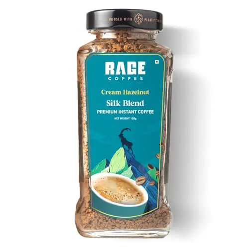 Rage Coffee Silk Blend – Creamy Hazelnut Instant Coffee | Premium, Bold & Smooth Flavor | 120g Jar | 100% Arabica | Perfect for Hot & Cold Brews