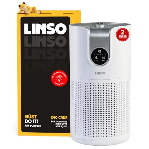LINSO GUST HEPA H13 Air Purifier For Home 240 m³/h CADR, Covers 418 Sq.Ft