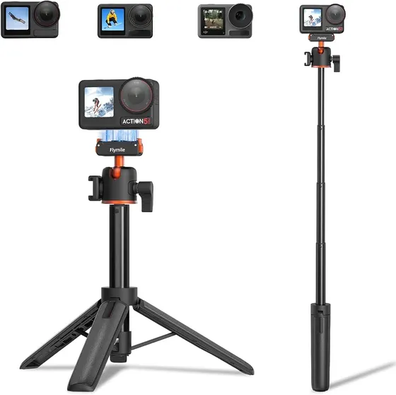 BRDRC Action 5 Pro Tripod Accessories, 21” Extension Rod Mini Table Desk Selfie Stick Portable Handle Grip Quick Release Stand with Cold Shoe for DJI Osmo Action 5 Pro 4 3 Camera