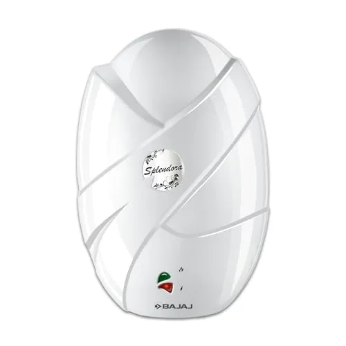 Bajaj Splendora 3L 3KW Vertical Instant Water Heater for Home | Geyser for Bathroom & Kitchen | High Grade SS Tank | Copper Heating Element | 5 Years Tank Warranty by Bajaj【White】