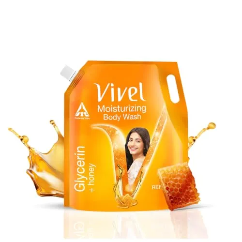 Vivel Glycerin & Honey Moisturizing Body Wash for Men & Women, 1300ml Pouch
