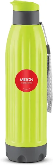Milton Kool Windsor 900 Thermoware I Cold PU Insulated Water Bottle 700 ml, Leak Proof Flip Top Lid I for Office, Gym, School I Neon Green