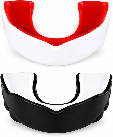 DRANGE Badass Mouthguard DualLayer 10+ Adult and Junior GumShield with Case for Boxing, MMA, Martial Arts, Judo, Karate Taekwondo and All Contact Sports White Black