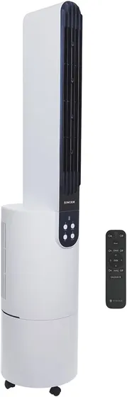 SINGER Cloudx Fan | Provides Cloud Infused Breeze | Quiet Mode Option | Powerful Airflow | Anti-Microbial Mesh Filter | Point Anywhere Remote | Portable | 3 Speed | 2 Yrs Warranty,