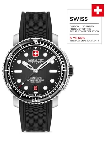 Swiss Military Hanowa SMWGL0002001-SET - Swiss Made Round Black Automatic Watch for Men with Spare Bracelet