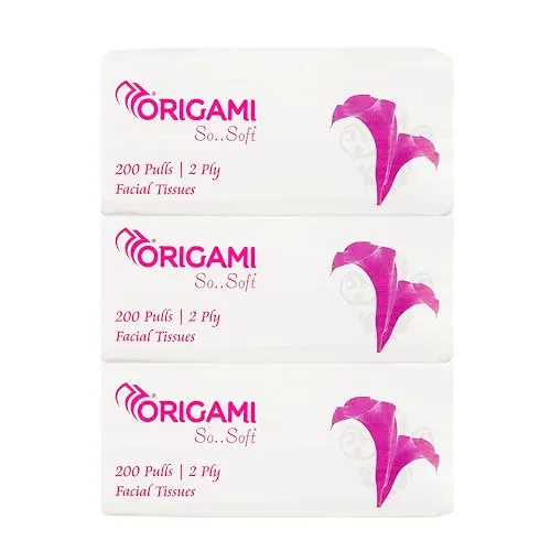 Origami Online Facial Tissues | Soft Pack | 2 Ply | Pack of 3 | 600 Pulls