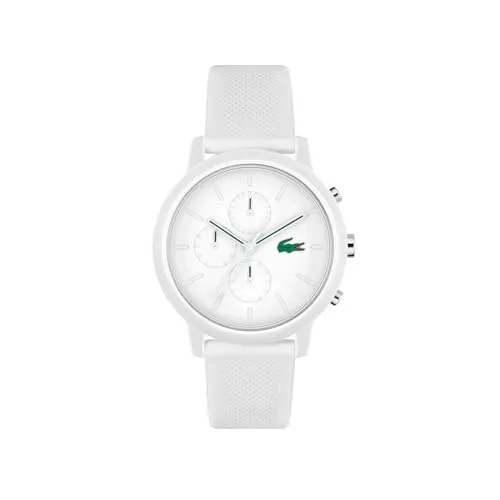 Lacoste Lacoste.12.12 Chrono Qtz Fashion Chrono White Round Dial Men's Watch|White Silicone Material|Multi Color Band - 2011246