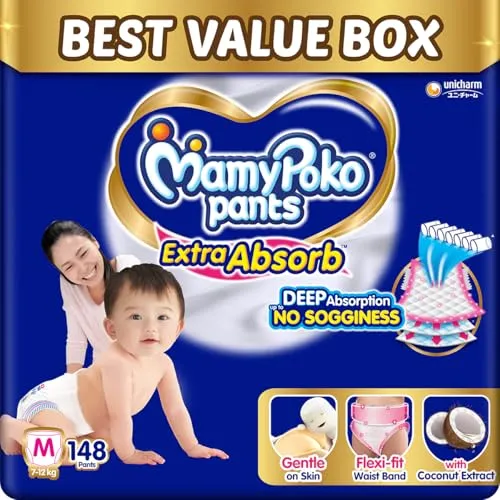 MamyPoko Baby Diapers (M size) 148 Count