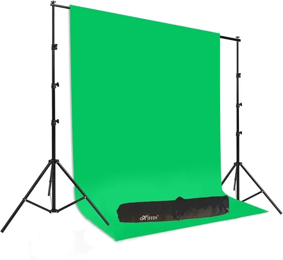 HIFFIN Green Screen Backdrop with Stand, 8FT X 12FT Wide Green Screen Backdrop with 9 FT x 9 FT Wide Photo Backdrop Stand, Photo Backdrop Stand Kit