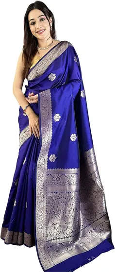 SGF11 Women's Kanjivaram Pure Soft Silk Saree With Unstitched Blouse Piece