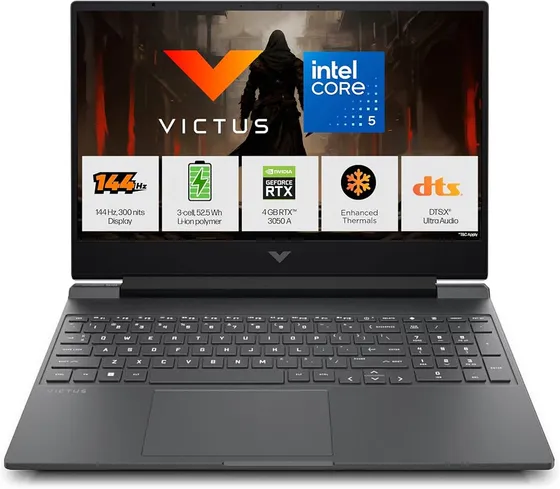 HP Victus, Intel Core 5 210H, 4GB RTX 3050 A (24GB DDR5, 512GB SSD) FHD, 144Hz, 300 nits, IPS, 15.6''/39.6 cm, Win11, M365* Office24, Mica Silver, 2.29kg, fa2500TX, Backlit, Gaming Laptop