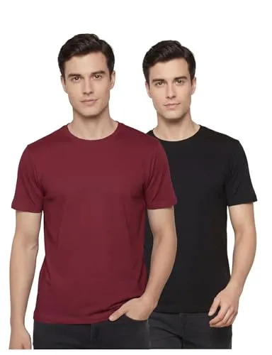 FYLTR Men's Solid T-Shirt - Half Sleeve | Round Neck | 100% Cotton | Regular Fit T-Shirt (Pack of 2)