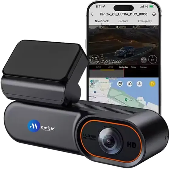 Maizic Smarthome Navic Glide 4G Dash Cam | 1080P Full HD | Mobile Remote Access | GPS Trajectory | Parking Monitor | Low Voltage Cut-Off | Instant Recording | Geo-Fencing | 256GB Card Support