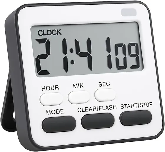 CBK Digital Alarm Clock with 1 Year Warranty LCD Screen, Desktop Tabletop Stand, Loud Alarm Audio Alert & Flash Light, Multi-Function Desk Timer&Stopwatch for Home, Office & Study