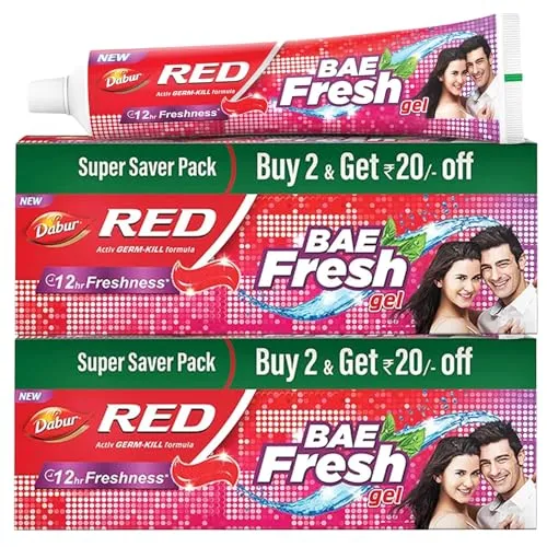 Dabur Red Bae Fresh Gel - 600gm (300gm*2) | Fights Bad Breath, Cavity Germs and Plaque | 12hr Freshness | Activ Germ-Kill formula