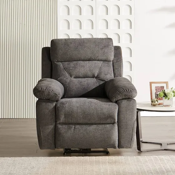 Solimo Garcin Rocking 1 Seater Fabric Recliner (Grey)