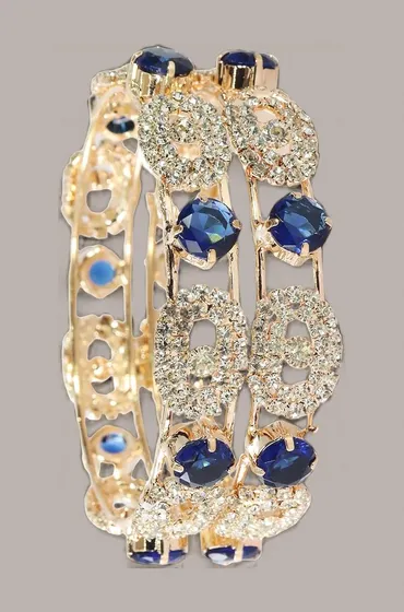 LAVAZZA Rose CZ Amercian Diamond Alloy Metal Bangles Premium Kada Set