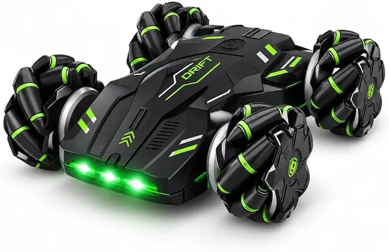 Remote Control Drift Stunt Car for Kids & Adults, 4x4 RC Racing with Omni Directional Wheels, 360° Rotation and Double Sided Driving, RGB Lights and Music