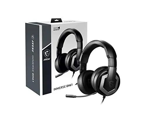 MSI Immerse GH61 Gaming Hi-Res Vitrual 7.1 Surround Sound with Built-in ESS DAC& AMP Gaming Wired On Ear Headphone - Black