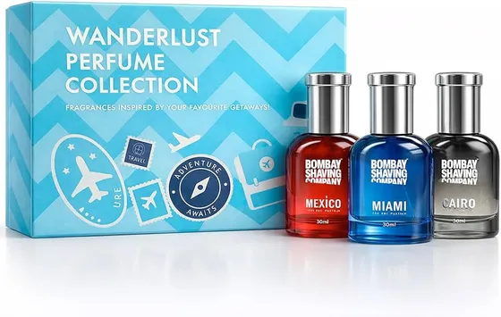 Bombay Shaving Company Wanderlust Perfume Gift Set for Men | Woody, Fruity, Spicy Fragrances | 3x30ml EDP | Long Lasting Travel Collection | Premium Fragrance Gift