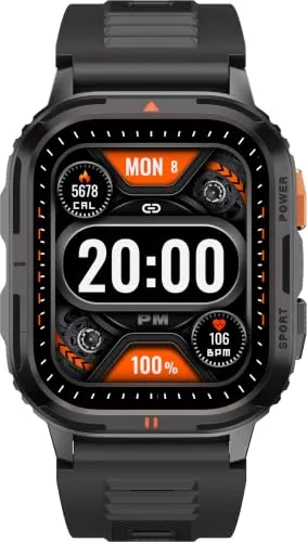 Fastrack Xtreme S Rugged Smart Watch with 1.93" AMOLED Square Display, BT Calling, 24/7 Health Suite, IP67, 60Hz Dynamic Refresh Rate, Vitality Index, Hydration Alert, Large Battery - Grey
