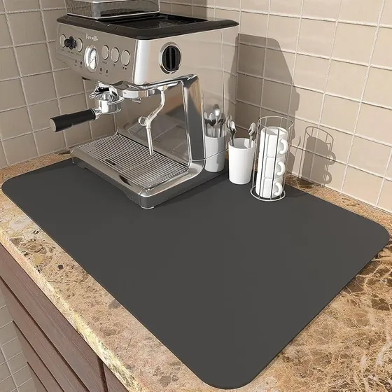 Super Absorbent Dish Drying Mat for Kitchen Counter 40 x 30 cm, Quick Dry Anti-Slip Countertop Drying Mat, Sink Drying Pad for Utensils, Dish Rack, Coffee Machine, Pet Bowl & Counter Protection