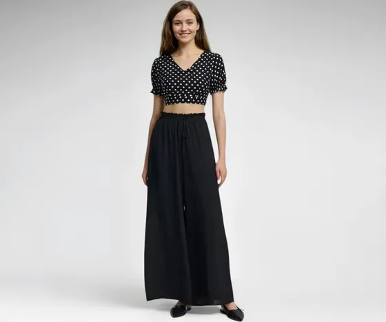 KOTTY Womens Wide-Leg Trouser|Palazzo Pants|High Waist Flowy Trousers