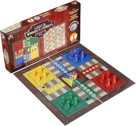 Ludo and Snakes & Ladders Premium Big Classic Board Game to Play with Kids and Adults