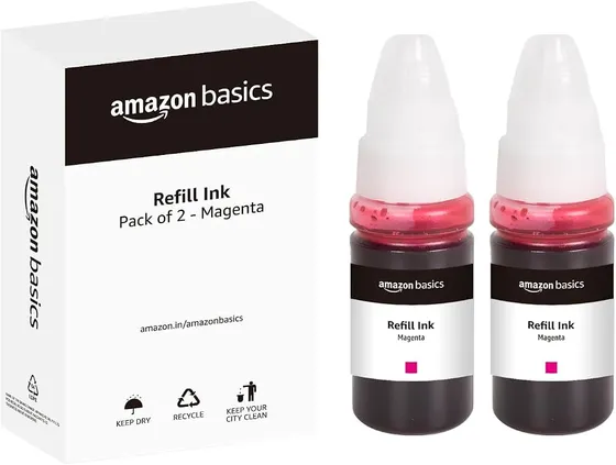 Amazon Basics GI 790 Dual Pack Refill Ink for Canon PIXMA G1000, G1010, G1100, G2000, G2002, G2010, G2012, G2100, G3000, G3010, G3012, G3100, G4000, G4010 Magenta - 70ml
